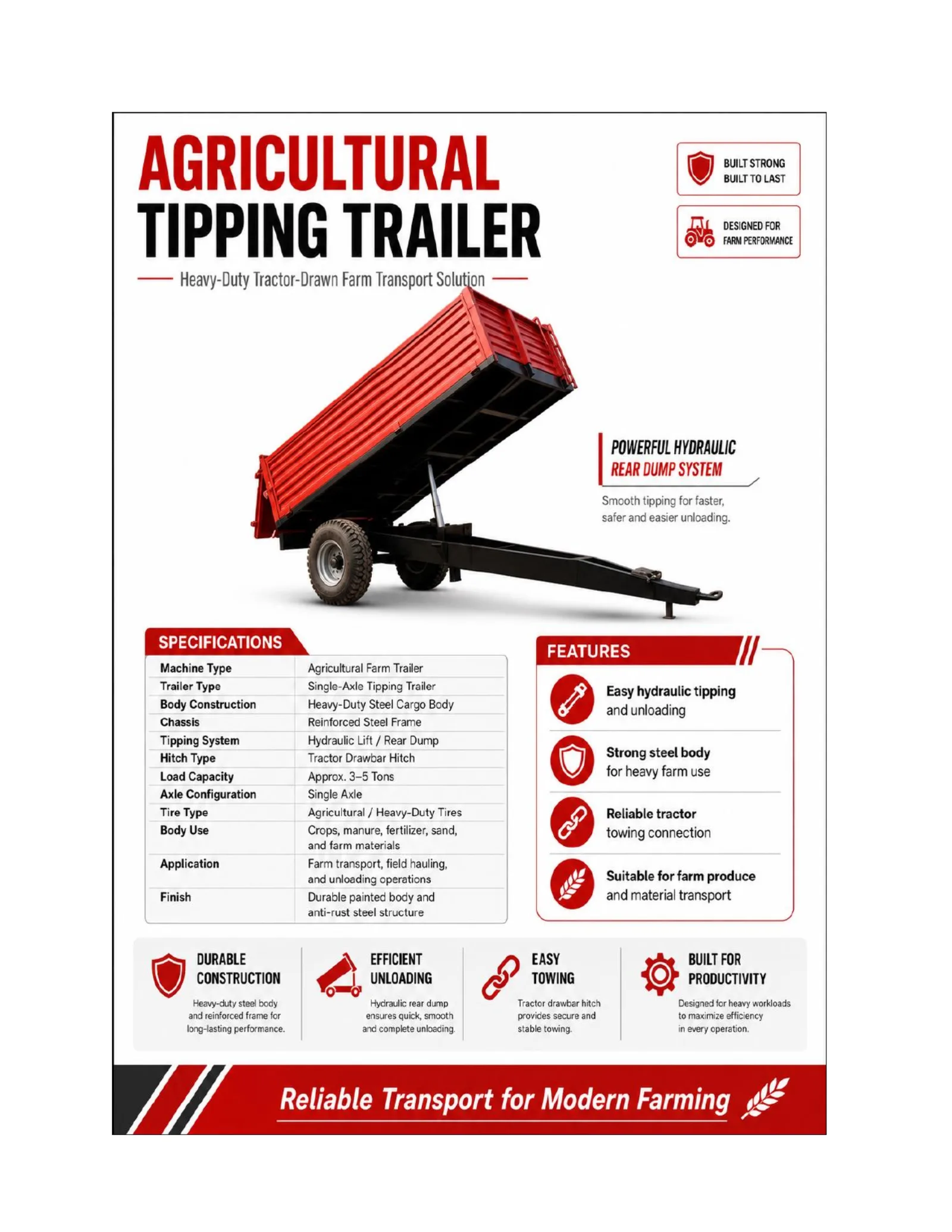 Agricultural Tipping Trailer (Single-Axle)