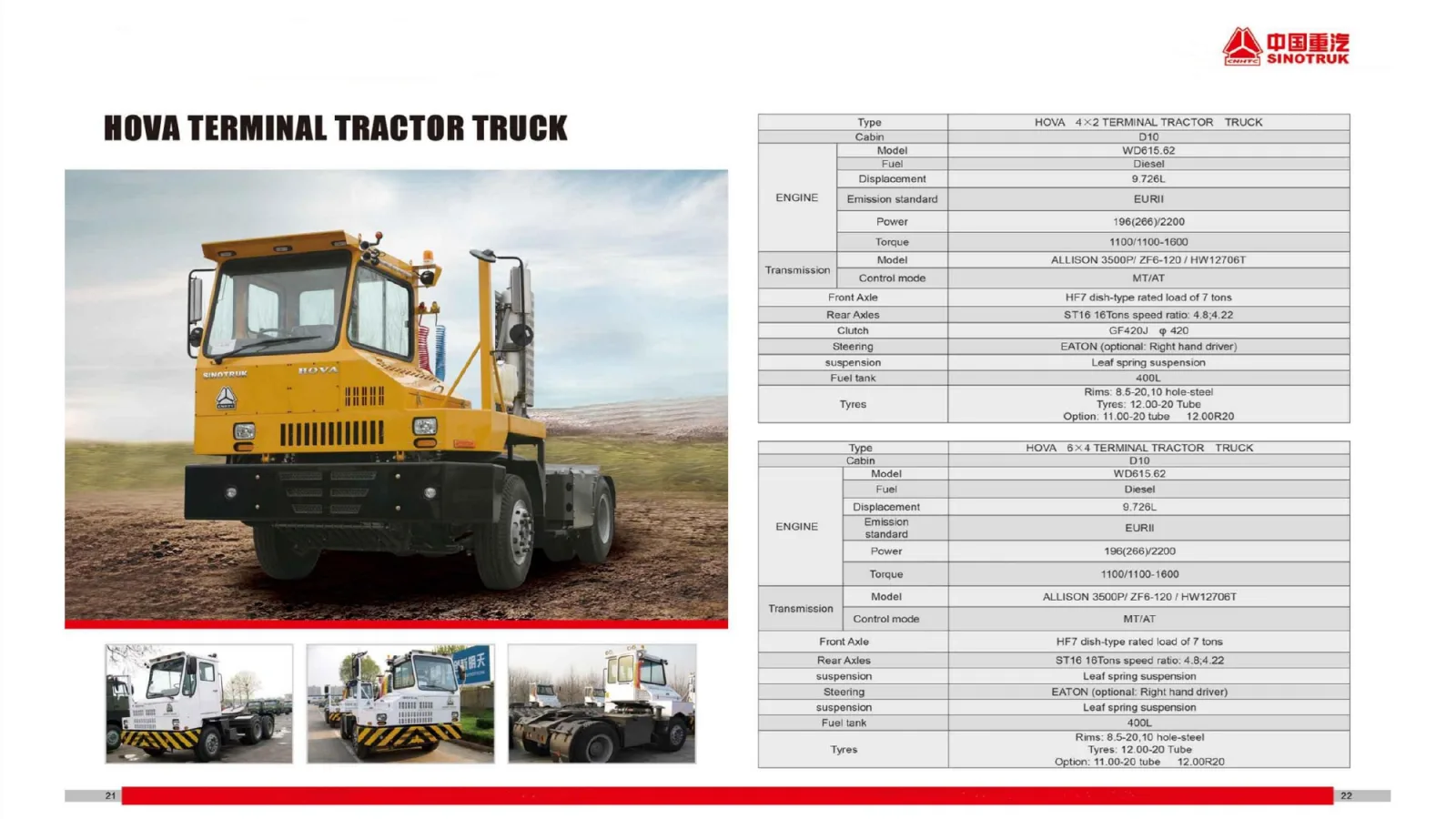 HOVA 4×2 Terminal Tractor Truck WD615.62