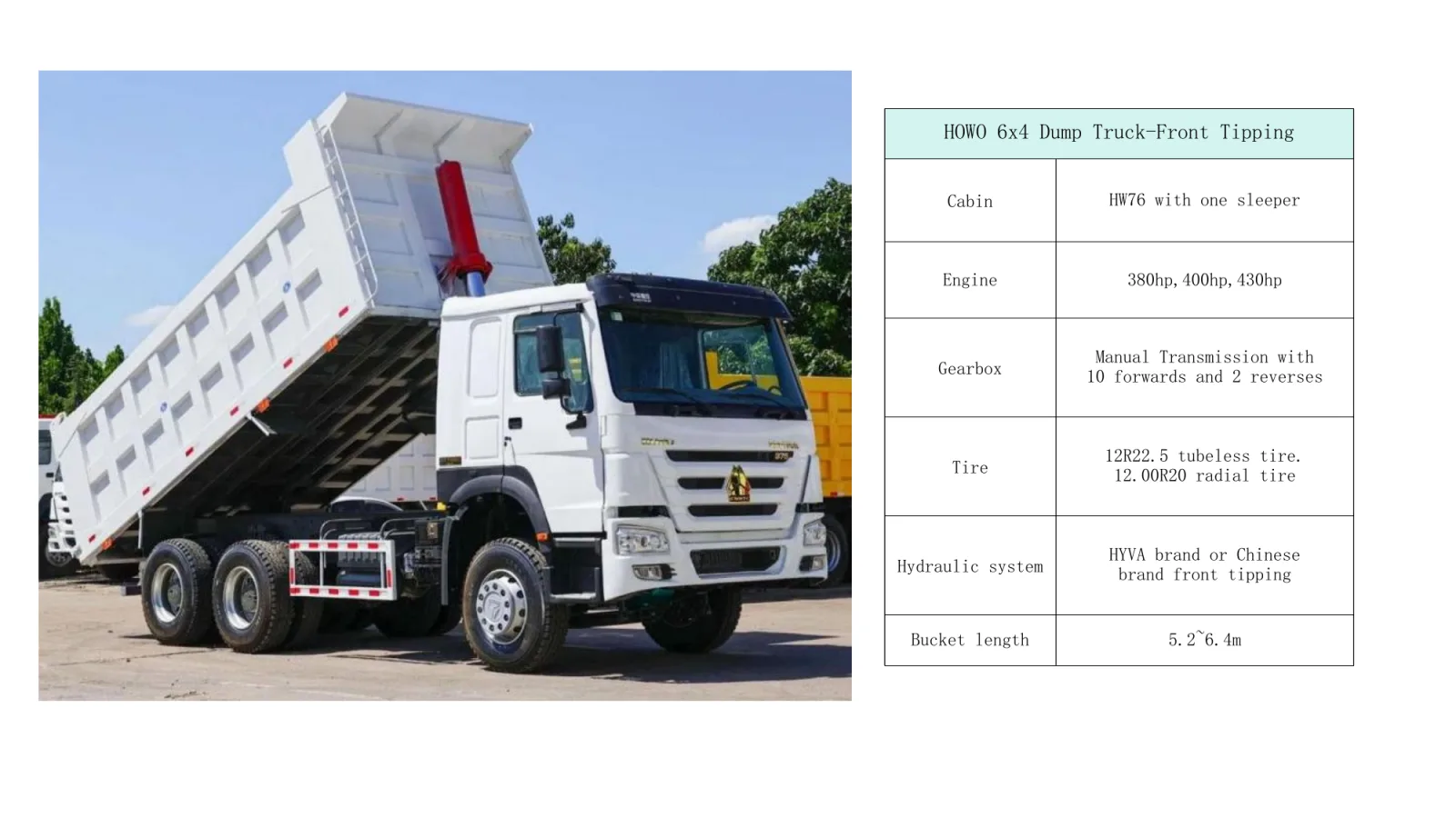 HOWO 6x4 Dump Truck-Front Tipping