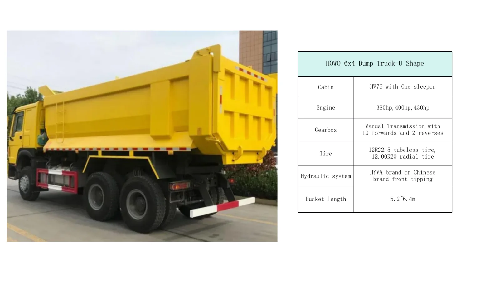 HOWO 6x4 Dump Truck-U Shape