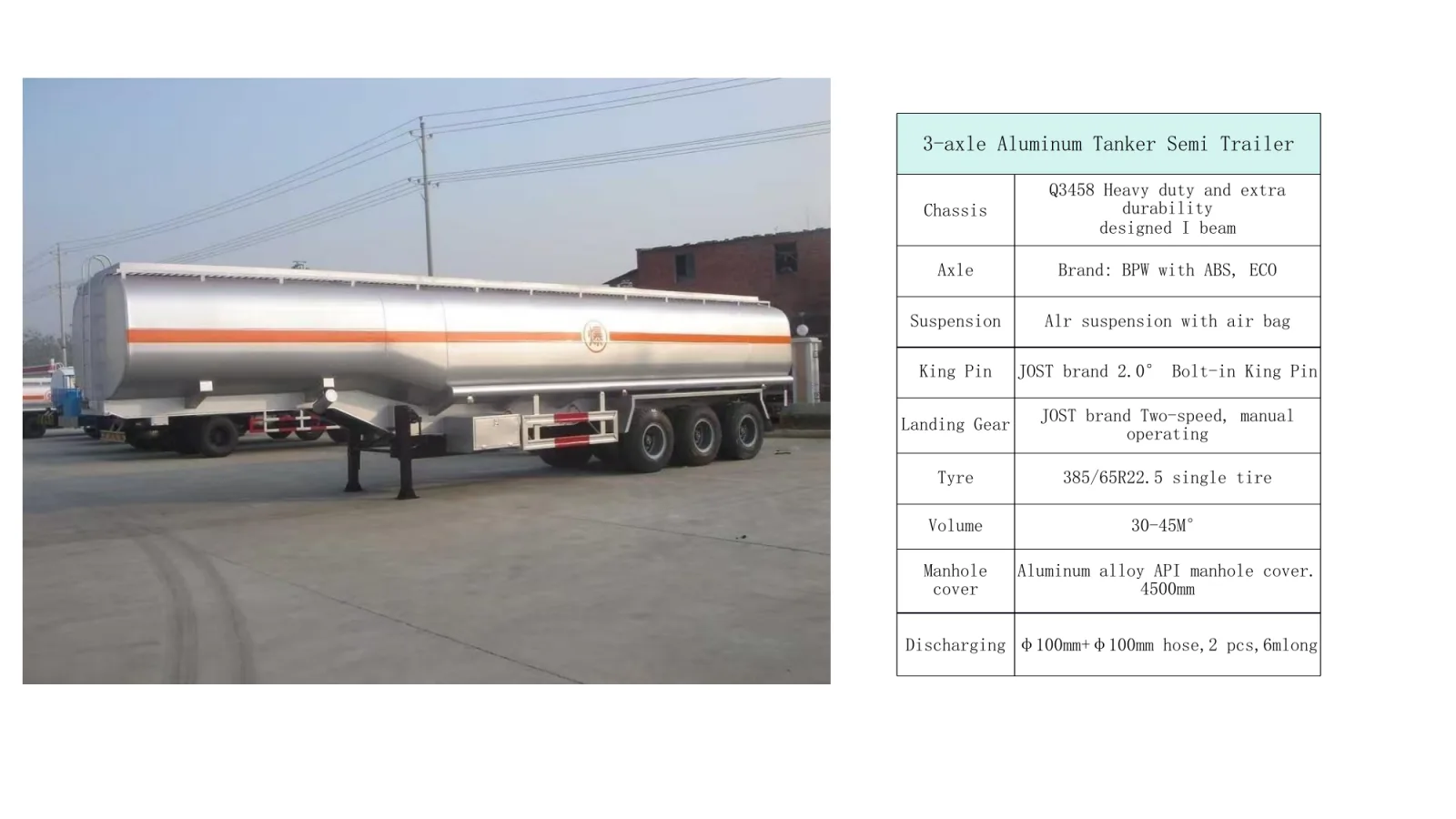 3-axle Aluminum Tanker Semi Trailer