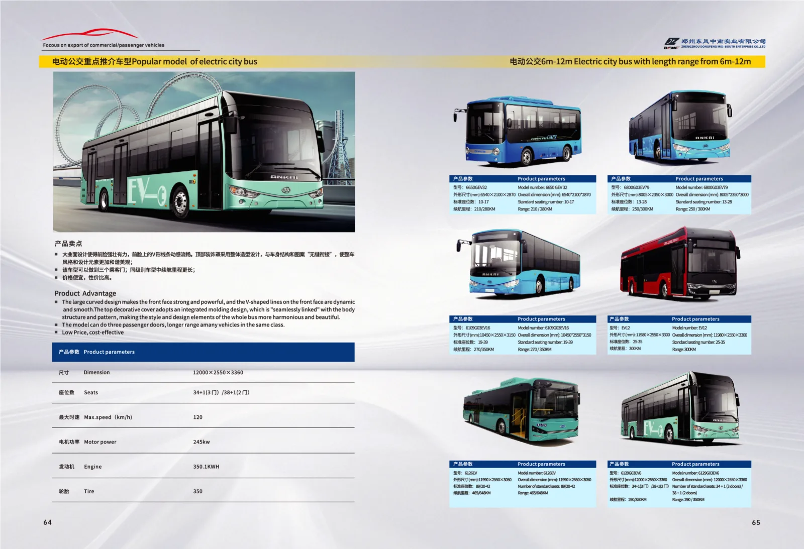 Popular model electric city bus