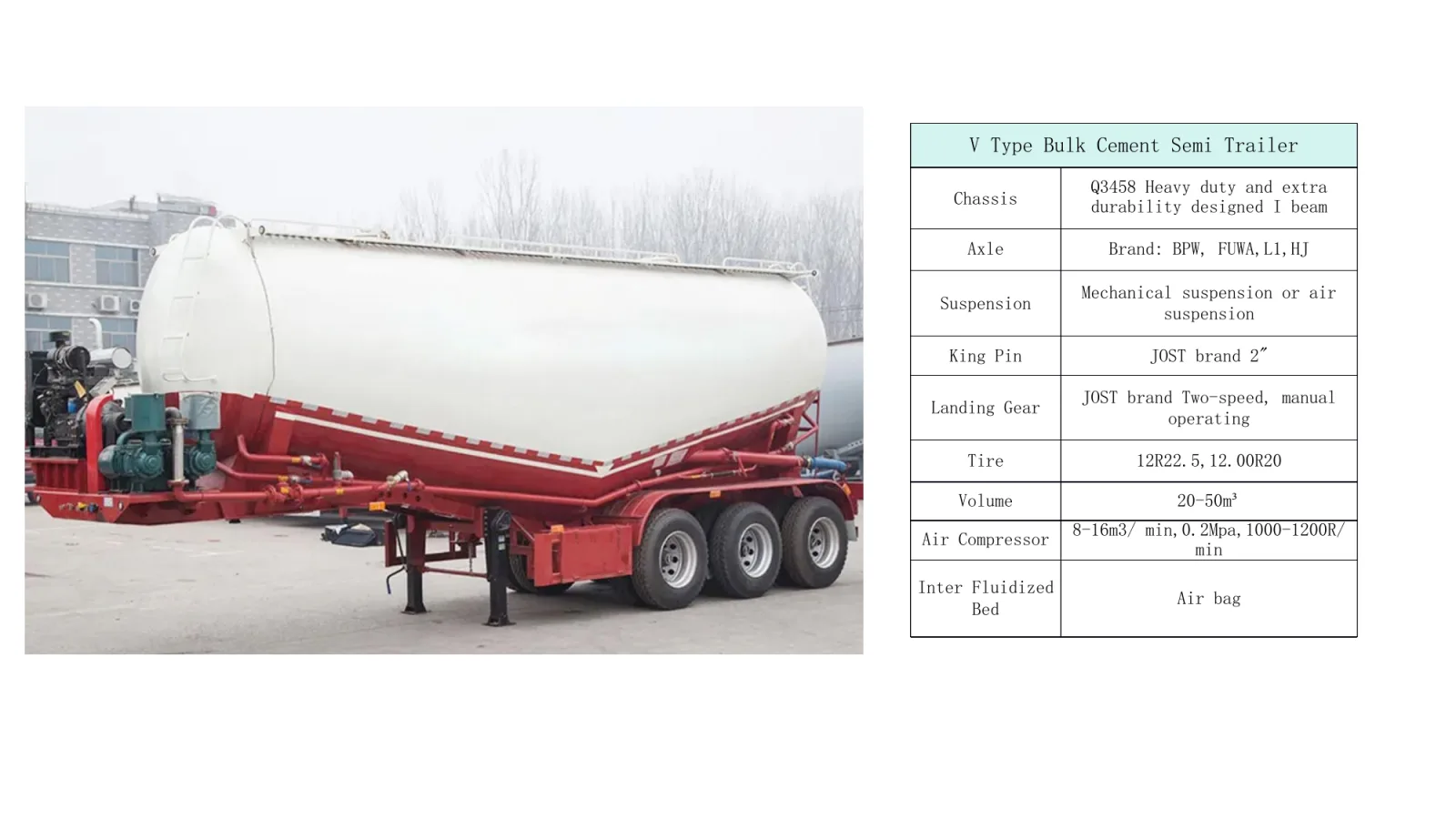 V Type Bulk Cement Semi Trailer